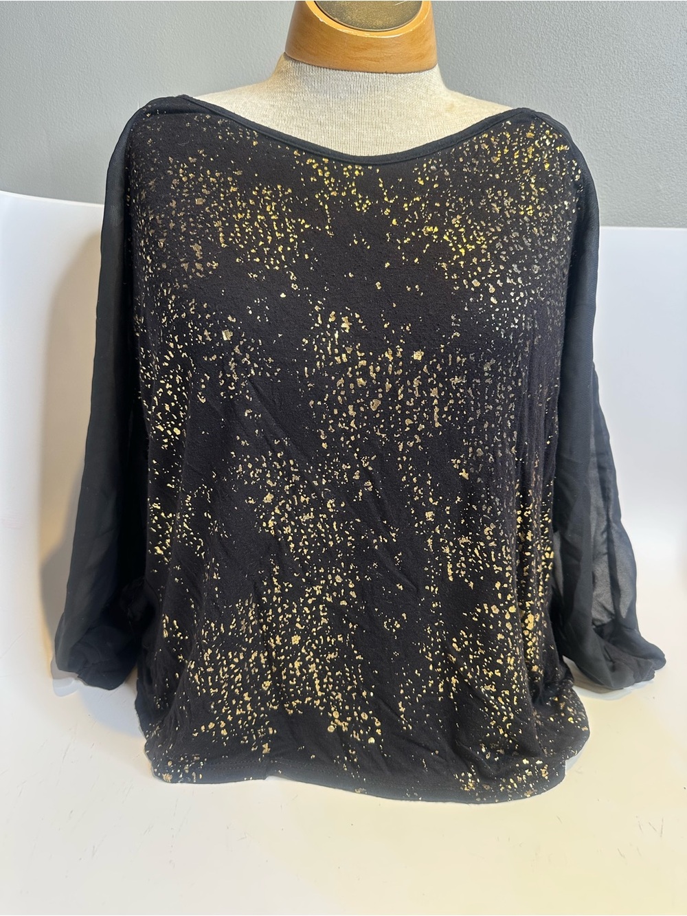 House of Lashes Black Blouse with Gold Speckle Detail